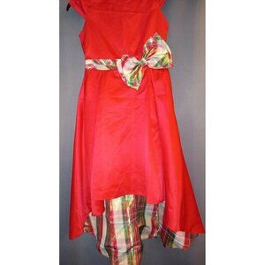 Girls Christmas Dress Size 12 Red With Bow Plaid High Low Rare Editions